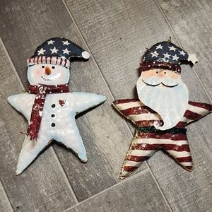 Festive Star-Shaped Snowman and Santa Christmas Ornaments